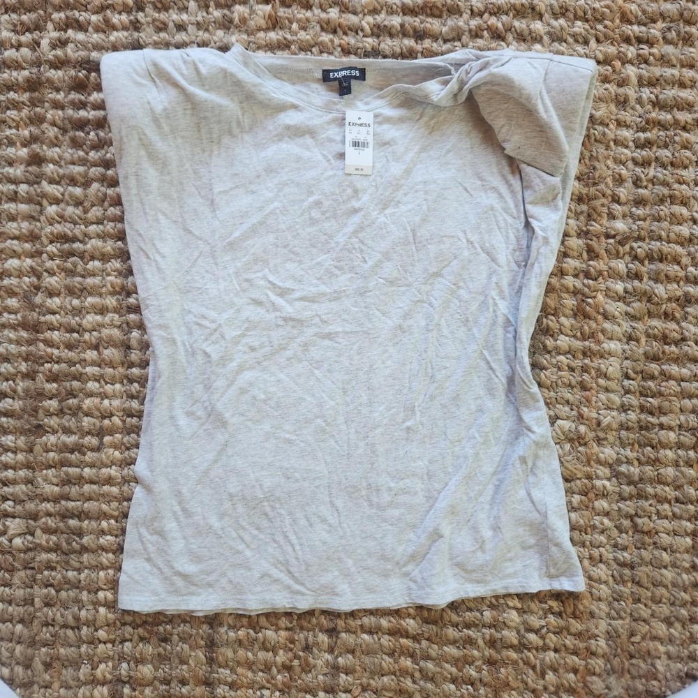Padded Shoulder Crew Neck Tee tank top Express size L